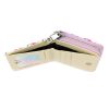 Eslee 6028 lila-fehér mintás női rostbőr pénztárca 11 x 8.5 x 3.5 cm