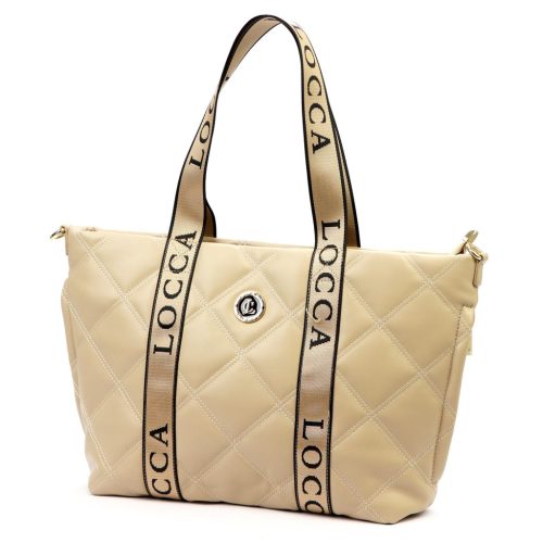 LOCCA SLC03 bézs női shopper táska 47 x 29 x 11 cm