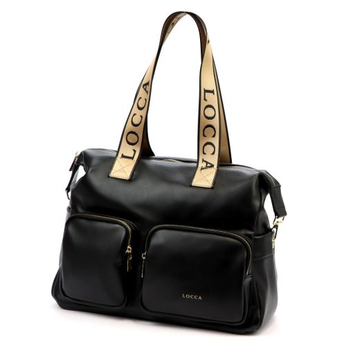 LOCCA SLC06 fekete női rostbőr táska 36 x 28 x 20 cm