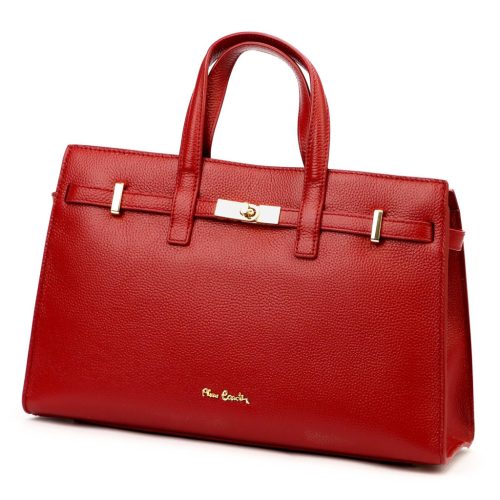 Pierre Cardin 1926 FRZ piros női bőr kézitáska, válltáska 37.5 x 25 x 13 cm