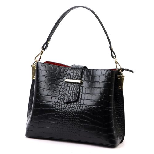 Luka 20-062 COCO fekete női bőr kézitáska, válltáska  28 x 21 x 13 cm 