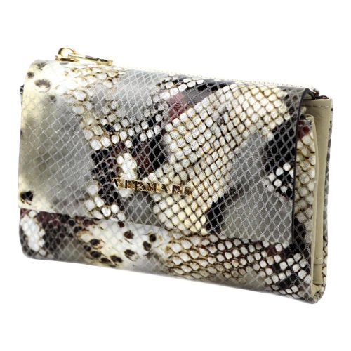 VerMari 9929 szürke kígyóbőr mintás női bőr pénztárca 13.5 x 9 x 3.5 cm