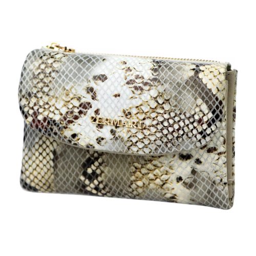 VerMari 3907 szürke kígyóbőr mintás női marhabőr pénztárca 13.5 x 9 x 3.5 cm