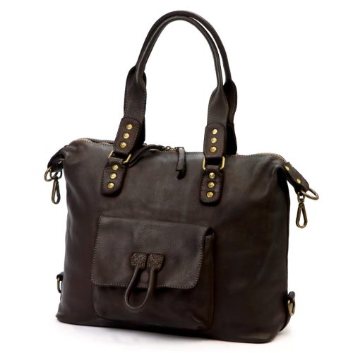 VS 038 sötétbarna női bőr válltáska 39 x 30 x 22 cm 