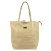 MiaMore 01-014 Z bézs női bőr válltáska, shopper 40 x 38 x 13 cm