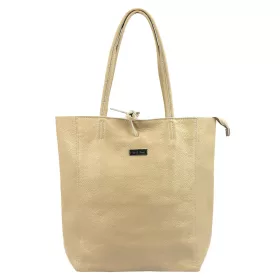   MiaMore 01-014 Z bézs női bőr válltáska, shopper 40 x 38 x 13 cm