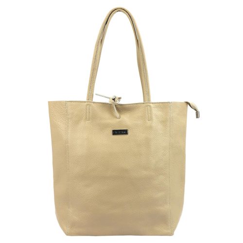 MiaMore 01-014 Z bézs női bőr válltáska, shopper 40 x 38 x 13 cm