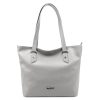 MiaMore 01-058 taupe női bőr válltáska, shopper 40 x 30 x 12 cm