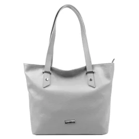   MiaMore 01-058 taupe női bőr válltáska, shopper 40 x 30 x 12 cm