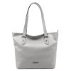 MiaMore 01-058 taupe női bőr válltáska, shopper 40 x 30 x 12 cm