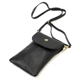   Gregorio 1747 fekete női bőr válltáska, mobiltartó 14 x 21.5 x 5 cm