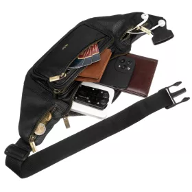   Peterson PTN 2506-NDM férfi fekete bőr övtáska 40 x 14 x 10 cm