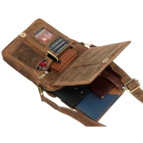   Peterson PTN 250586-NSH barna férfi bőr oldaltáska 16 x 21 x 6 cm