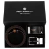 Peterson PTN KL-B004-S001 fekete-barna kifordítható férfi bőr öv ajándék szett 125 cm