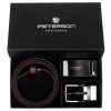 Peterson PTN KL-B004-S001 fekete-barna kifordítható férfi bőr öv ajándék szett 125 cm