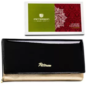   Peterson PTN LJ-42106 fekete-arany női bőr pénztárca 15.5 x 9 x 3 cm