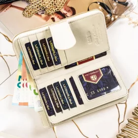 Peterson PTN 76116-SBR-BE bézs női marhabőr pénztárca