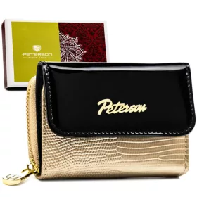   Peterson PTN LJ-423229 fekete-arany női bőr pénztárca  12 x 5 x 2 cm