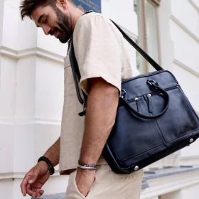   Peterson PTN LAP-1703 fekete rostbőr aktatáska, laptoptáska 40 x 30 x 8 cm