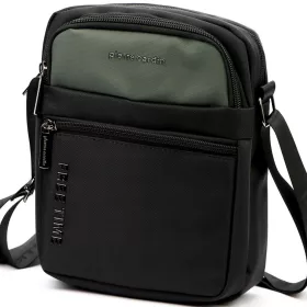   Pierre Cardin 2061 ALAN09 fekete-zöld férfi oldaltáska 20 x 24 x 9 cm