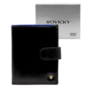   Rovicky N4L-RVT-2 RFID fekete-kék férfi bőr pénztárca 10 x 13.3 x 2.5 cm