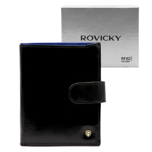 Rovicky N4L-RVT-2 RFID fekete-kék férfi bőr pénztárca 10 x 13.3 x 2.5 cm