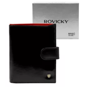   Rovicky N4L-RVT-2 RFID fekete-piros férfi bőr pénztárca 10 x 13.3 x 2.5 cm