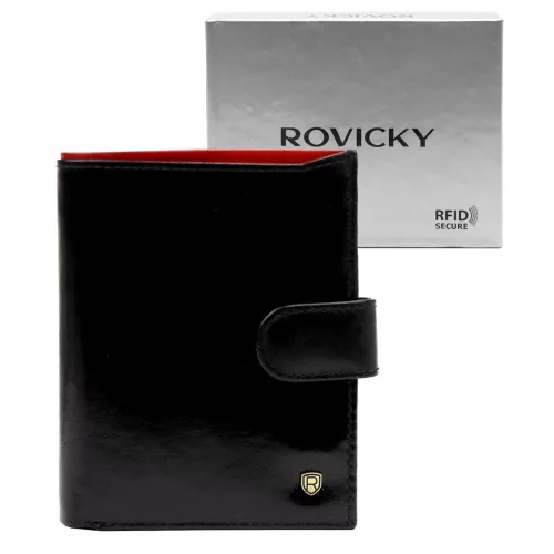 Rovicky N4L-RVT-2 RFID fekete-piros férfi bőr pénztárca 10 x 13.3 x 2.5 cm