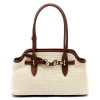 Luka 24-073 barna-bézs női bőr válltáska 38 x 24 x 12 cm