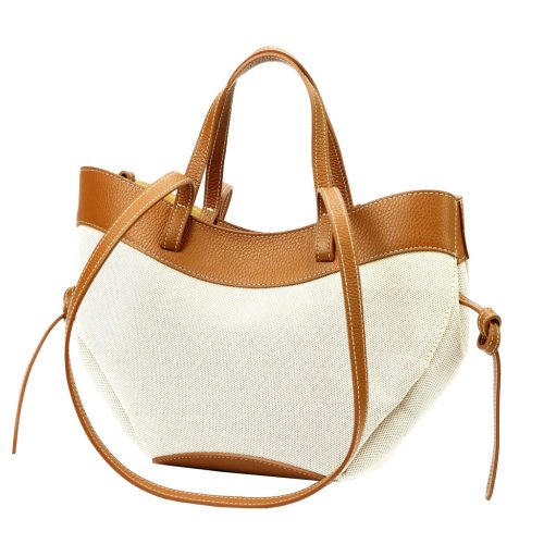 Luka 24-081 MN bézs-konyak női bőr válltáska 31 x 25 x 11 cm 