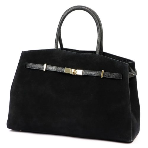 Luka 24-084 fekete női bőr shopper táska, oldaltáska 41 x 28 x 16 cm 