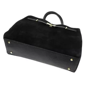   Luka 24-084 fekete női bőr shopper táska, oldaltáska 41 x 28 x 16 cm