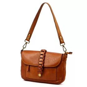   VS 041 konyak női bőr válltáska, oldaltáska 30 x 21 x 9 cm