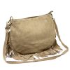 Luka 24-093 taupe női velúr bőr bőr kézitáska 35 x 27 x 8 cm