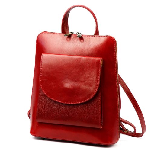 Patrizia 518-014 piros női marhabőr hátizsák 25 x 28 x 9 cm