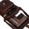 Peterson PTN TB-012-WAX barna férfi bőr oldaltáska 12 x 23 x 6.5 cm