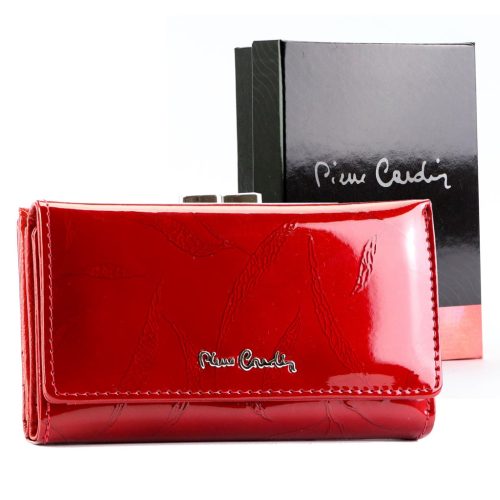 Pierre Cardin 02 LEAF-N 108 piros női lakkbőr pénztárca 14.5 x 8.5 x 3 cm