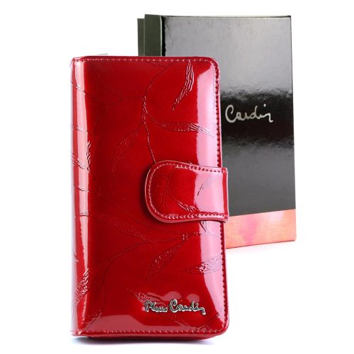 Pierre Cardin 02 LEAF-N 116 piros női lakkbőr pénztárca 9.5 x 17 x 3.5 cm