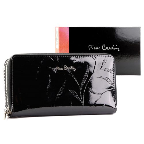 Pierre Cardin 02 LEAF-N 118 fekete női lakkbőr pénztárca 20 x 11 x 4 cm