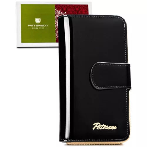 Peterson PTN LJ-76116 fekete női bőr pénztárca  9.5 x 17 x 3.5 cm