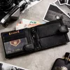 Peterson PTN SET-M-N992L-D fekete férfi bőr pénztárca, kulcstartó ajándék szett