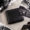 Peterson PTN SET-M-N992L-D fekete férfi bőr pénztárca, kulcstartó ajándék szett