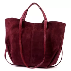   Luka 24-082 D bordó női velúr bőr kézitáska, shopper 43 x 30 x 13 cm