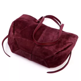   Luka 24-082 D bordó női velúr bőr kézitáska, shopper 43 x 30 x 13 cm