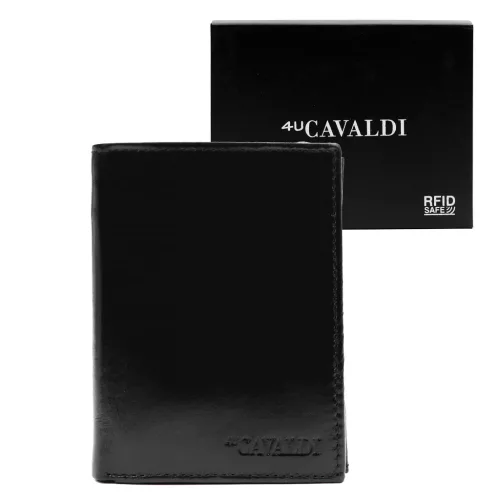 Cavaldi 0104-P-BS RFID fekete férfi bőr pénztárca 9.5 x 12.5 x 3 cm