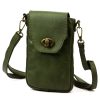 VS 045 zöld női bőr válltáska, mobiltartó 15 x 19.5 x 5 cm