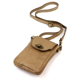   VS 045 drapp női bőr válltáska, mobiltartó 15 x 19.5 x 5 cm