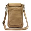 VS 045 drapp női bőr válltáska, mobiltartó 15 x 19.5 x 5 cm