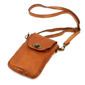   VS 045 konyak női bőr válltáska, mobiltartó 15 x 19.5 x 5 cm