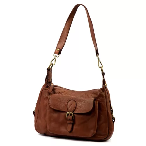 VS 046 barna női bőr válltáska 32 x 22 x 15 cm